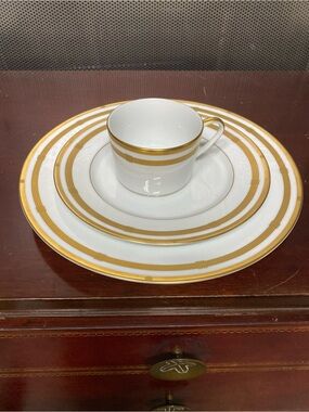 Christian Dior White and Gold Rim Porcelain Tea Set - Classic Elegance